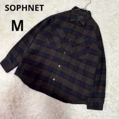 SOPHNET ソフネット ウール混チェックシャツジャケット M 日本