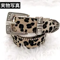 ウエスタンベルト ベルト ヒョウ柄 bigboy y2k グランジ　ハラコ風　金