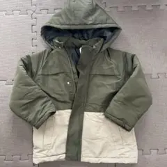 フード付きダウンコート 110cmオリーブグリーン