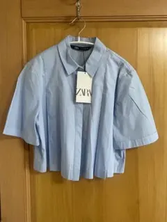 ZARA クロップドシャツ Mサイズ 水色