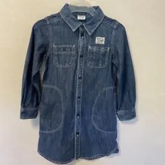 BREEZE キッズ デニム ブルー 長袖シャツワンピース ボタン120cm