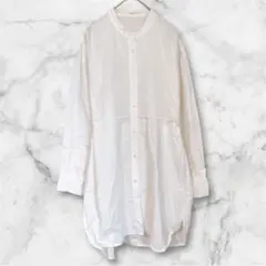 ショコラフィネローブ ＊ 長袖ブラウス ロング 綿 レース 春 夏 秋 白 F