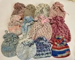 かぎ針編み巾着袋 12個セット