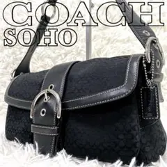 COACH ミニシグネチャー ソーホー フラップ ショルダー 黒 F10925