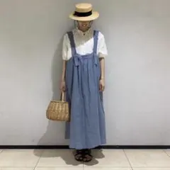 新品★サマンサモスモス★立川限定★春色＊前後着ジャンパースカート＊リネン100％