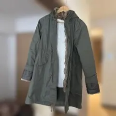 オリーブグリーン フリース裏地モッズコートearth music&ecology