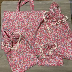 ハンドメイド　手提げバッグ　巾着袋3種