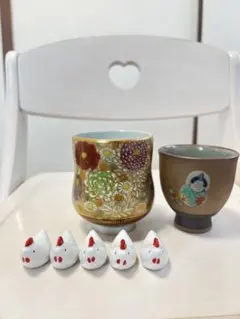 陶器製 石川の九谷焼と三股窯の焼き物 ニワトリのオブジェ