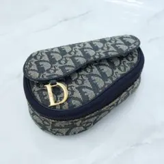 美品 Dior ディオール サドルポーチ コスメポーチ トロッター ネイビー 