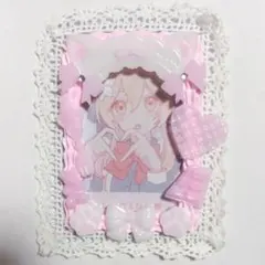♡トレカケースデコ♡　ホイップデコ　B8 硬化ケース リボンピンク メイド　ねこ