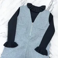 Bebeod 新品　2025　フリルカラーデザインニット　ブラック