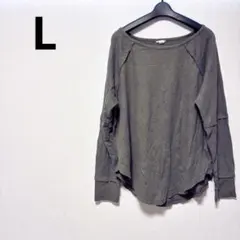 CASLON 【Lサイズ】グレー 長袖Tシャツ カットソー　シンプル　レディース
