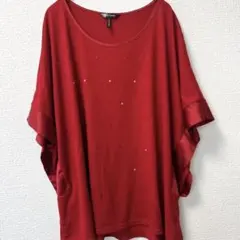daisy fuentes 【L】ラインストーン トップス インポート 赤
