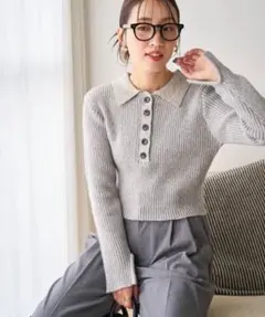 フリークスストア ラメ 襟 ポロ リブ編み ニット