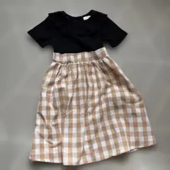 b Rood 半袖ワンピース 110cm ギンガムチェック