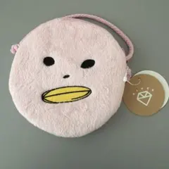 ピンクの宇宙人？カッパ？AIUEOの12.5cm 首から吊り下げられる丸型ポーチ