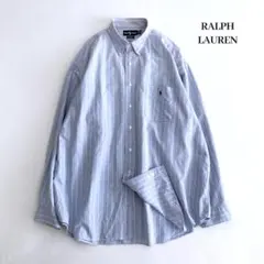 M*8様 希少BIGタグ★ラルフローレン　ボタンダウンシャツ　ストライプ　ブルー