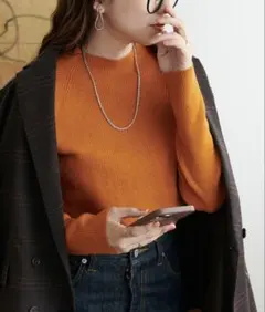 ディスコート☆リブハイネックプルオーバー☆オレンジ