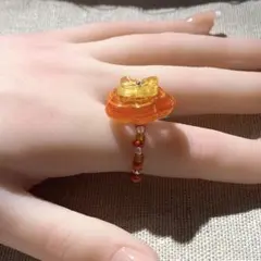 【指囲でオーダー】一点物　ネパール瑠璃×ビーズのフラワーリング