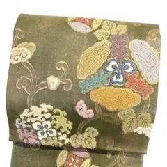三越 袋帯 花紋 花模様 リーフ模様 金糸 着物 023b p - メルカリ