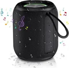 ワイヤレススピーカー LEDライト付きブラック 12W アウトドア　コンパクト