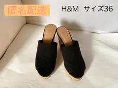 H&M ウェッジソールサンダル　コルク調　ブラックのサムネイル