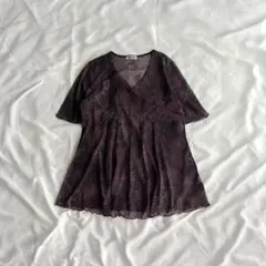 00’s vintage 半袖 シアートップス y2k ダークコアのサムネイル