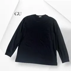 GU ジーユー ブラック 黒 ドライポンチT 長袖カットソー シンプル 丸首 L