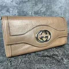 GUCCI インターロッキングG 長財布 ベージュ GUCCI グッチ 長財布 インターロッキングG ピンクベージュ レザー