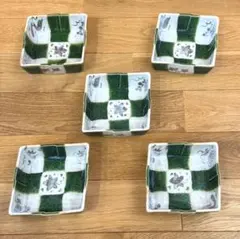 【新品未使用】たち吉　織部　市松　菱形　銘々皿　中皿　五客揃