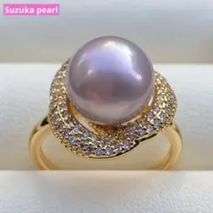 本真珠　淡水エジソンパールリング　10.6mmピンクL1216