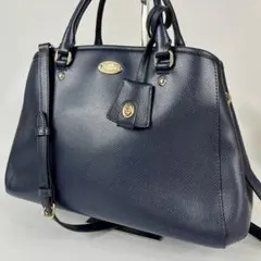 r*o様 美品 コーチ ハンドバッグ 2way レザー ネイビー マーゴットF3