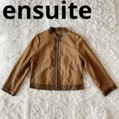 【ensuite】レディースジャケット Ｍ　茶 スエード調 フェイクレザー 切替