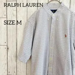 ラルフローレン メンズ 半袖 シャツ Mサイズ ブルー系 チェック柄