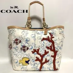 【希少】COACH コーチ トートバッグ マリンモチーフ A4収納 大容量バッグ