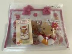当りくじ ハローキティ 日焼けキティ クリアトートバック、マスコット、グラス