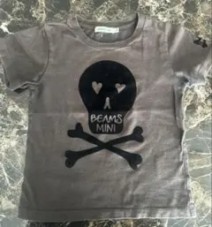 BEAMS mini Tシャツ スカル柄　110チャコールグレーのサムネイル