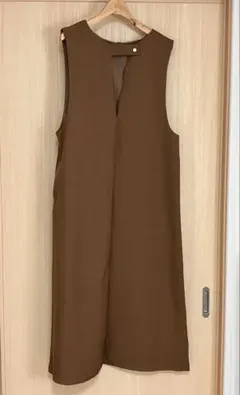 しまむら　ジャンパースカート　ジャンスカ　ブラウン　ワンピース　L