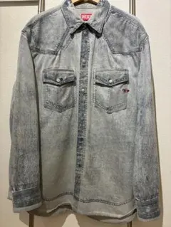 DIESEL ダメージ加工 デニムシャツ XL グレー