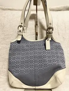 コーチ　トートバッグ　ミニシグネチャー　ソーホー　7025 ライトブルー