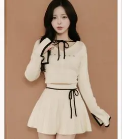 Darich ウエストオープンリボンデザインニットミニワンピース