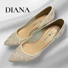 【美品】DIANA ダイアナ レース パンプス 23cm 5.5cmヒール