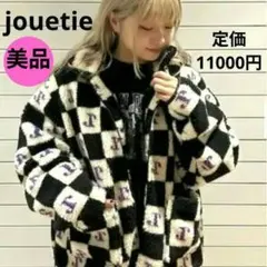 jouetie ジュエティ　パターンボアジャケット　ブラック　ブロックチェック