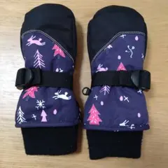 スキーグローブ 2-4T 紫色 鹿模様