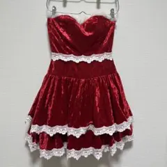 サンタ コスプレ ベロア チューブトップ ドレス クリスマス キャバ