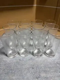 シンプル ガラスコップ 12個セット 一口ビールグラス 天開形状 まとめ売り