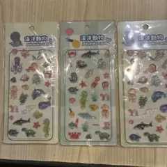【新品】海洋生物　ボンボンドロップシール　3枚セット