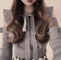 新品未使用 タグ付き GRL グレイル パープル オフショルダー ニットセーター