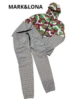 未使用級/XXL相当　マークアンドロナ　ナイロンパーカー　スカル総柄　伸縮　撥水 未使用級/XXL相当 マークアンドロナ ナイロンパーカー スカル総柄 伸縮