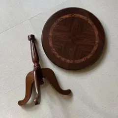 ダークブラウン 木製 コーヒーテーブル　幾何学模様　★ジャンク品★